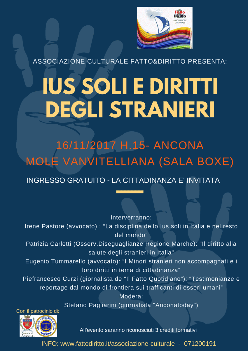 Ius soli e diritti degli stranieri, se ne parla giovedì in un convegno alla Mole Vanvitelliana di Ancona